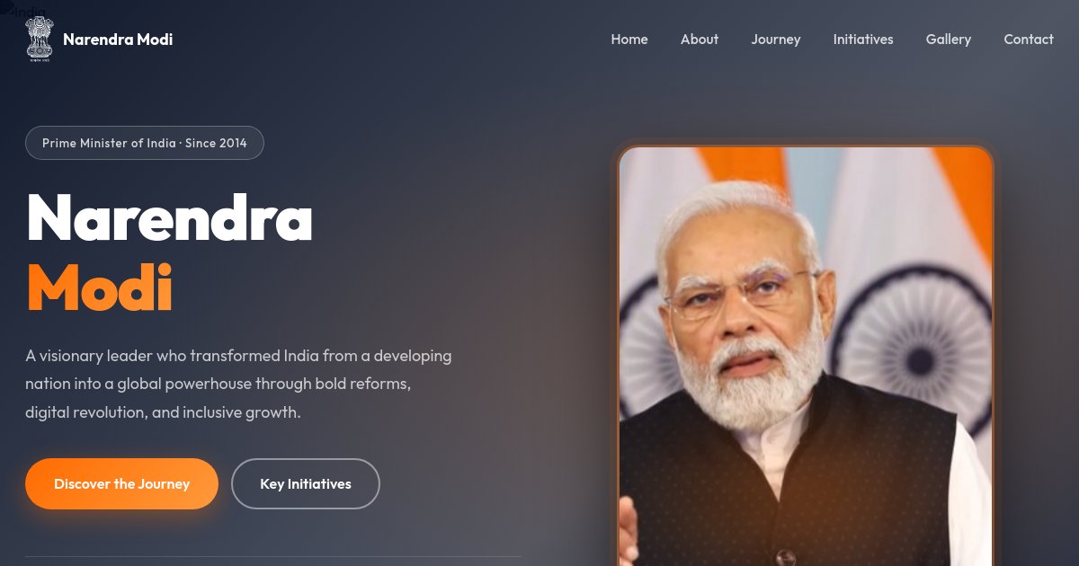Preview of make a landing page about modi