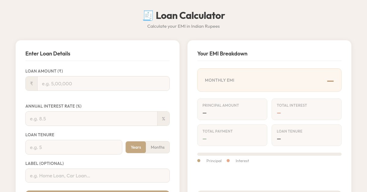Preview of I want to build a loan calcullator in rupess i want th 100,000 the comma thing i