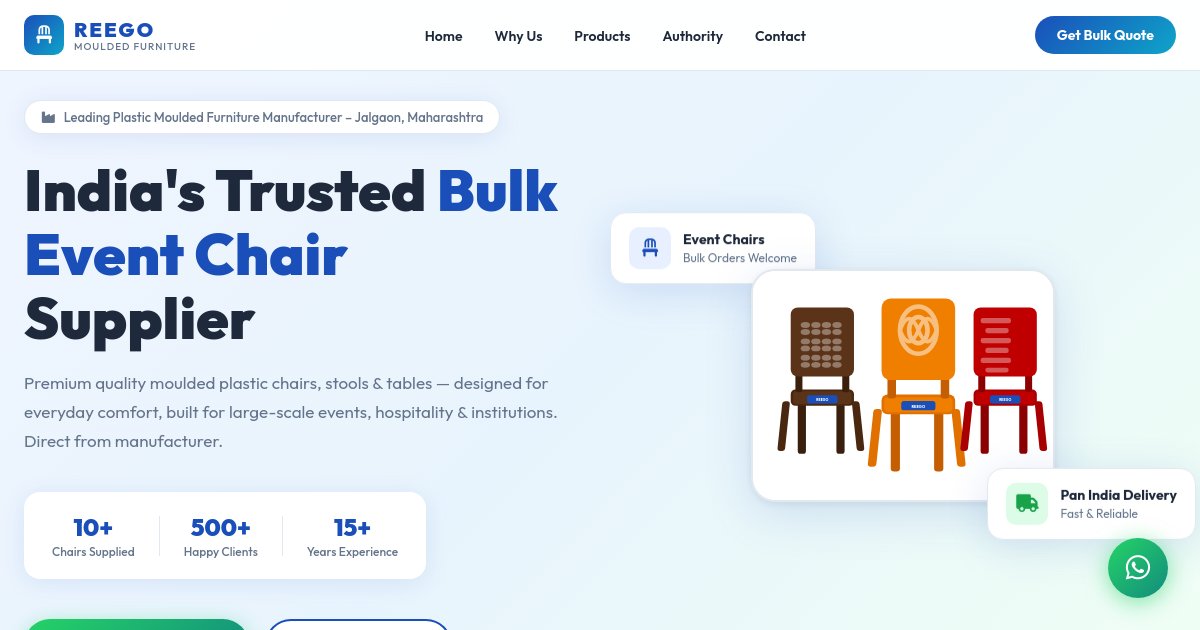 Preview of make me a landing page to showcase work and authorirty seeling event chair bulk