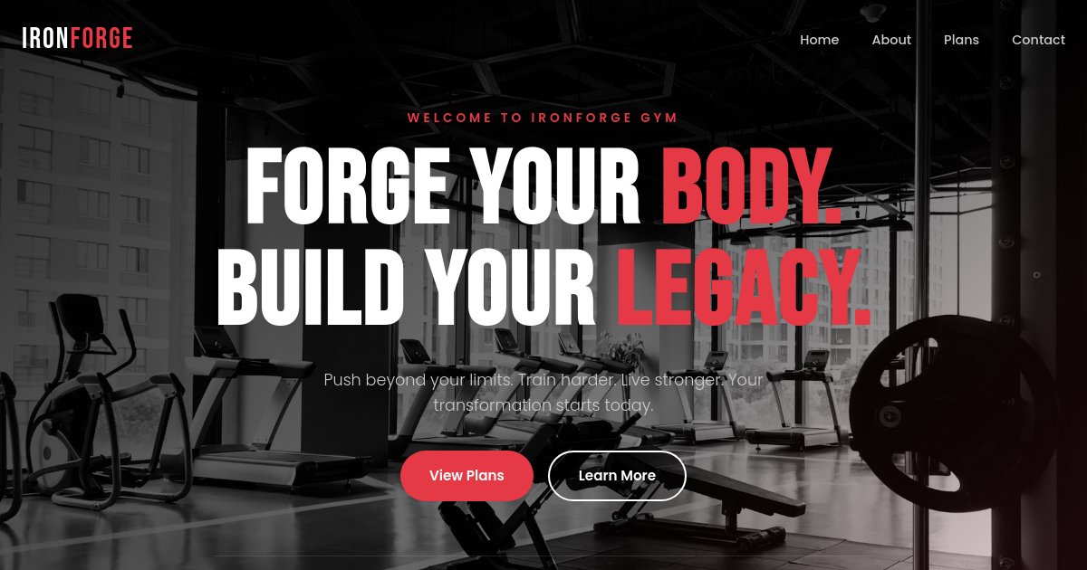 Preview of Build a landing page for my gym should conain her section, about gym, plans and