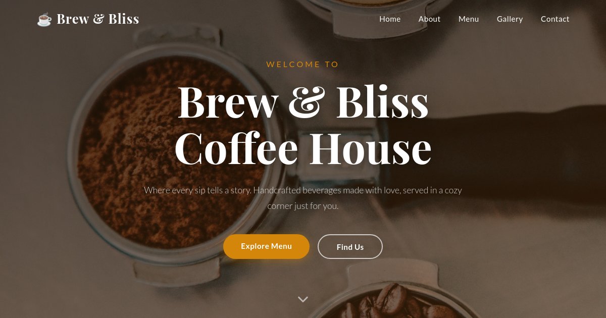 Preview of make me a landing page for coffe shop