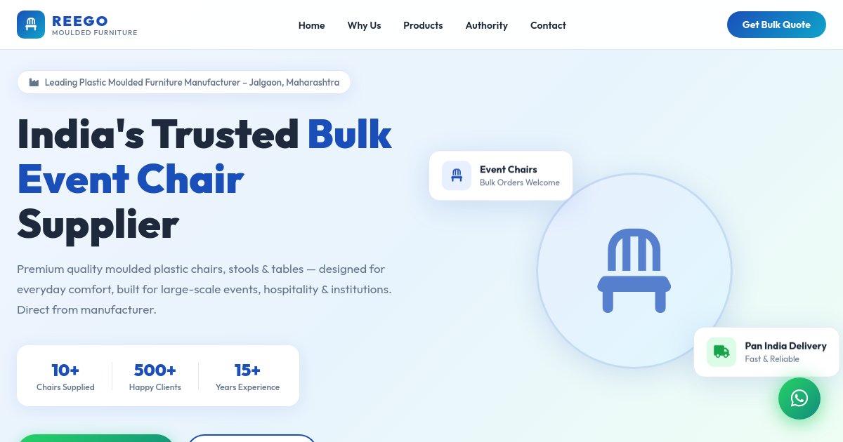 Preview of make me a landing page to showcase work and authorirty seeling event chair bulk