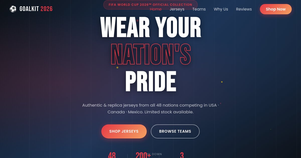 Preview of Make a landing page for fifa worldcup 2026 theme jersy selling business