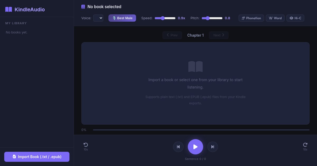 Preview of a audio app that can read kindle book I bought